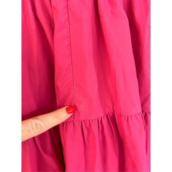 NWT LDT SAMPLE Pink Tiered Ruched Tie Front Keyhole Mini Dress Size 4 - Picture 4 of 9